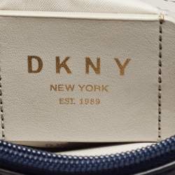 DKNY Navy Blue Quilted Leather Allen Flap Shoulder Bag