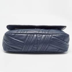 DKNY Navy Blue Quilted Leather Allen Flap Shoulder Bag