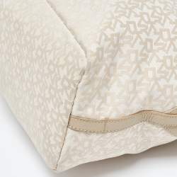 Dkny Cream/Beige Monogram Canvas and Leather Zip Tote