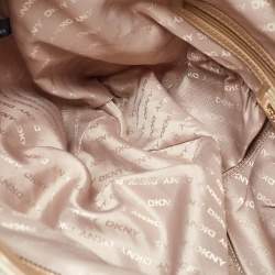 Dkny Cream/Beige Monogram Canvas and Leather Zip Tote