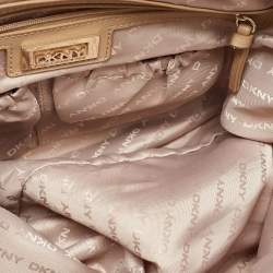 Dkny Cream/Beige Monogram Canvas and Leather Zip Tote