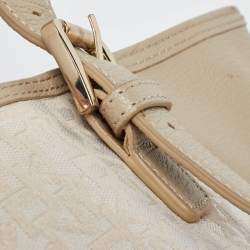 Dkny Cream/Beige Monogram Canvas and Leather Zip Tote
