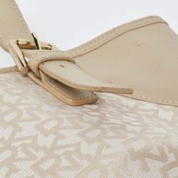 Dkny Cream/Beige Monogram Canvas and Leather Zip Tote
