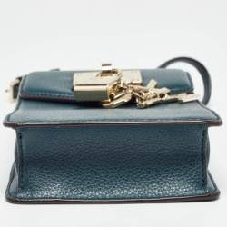 Pre Owned Dkny Teal Green Leather Elissa North South Crossbody Bag