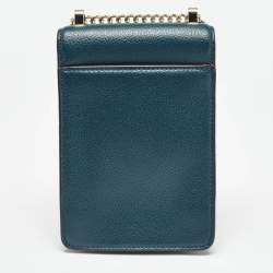 Pre Owned Dkny Teal Green Leather Elissa North South Crossbody Bag