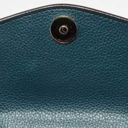Pre Owned Dkny Teal Green Leather Elissa North South Crossbody Bag