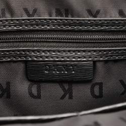 Pre Owned DKNY Black Leather Top Zip Crossbody Bag