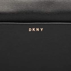 Pre Owned DKNY Black Leather Top Zip Crossbody Bag