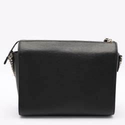 Pre Owned DKNY Black Leather Top Zip Crossbody Bag