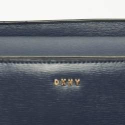 DKNY Navy Blue Leather Charm Chain Tote