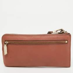 DKNY Old Rose Leather Zippy Wristlet Clutch