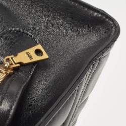 Pre Owned DKNY Black Quilted Leather Frame Top Handle Bag