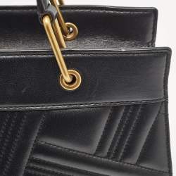 Pre Owned DKNY Black Quilted Leather Frame Top Handle Bag