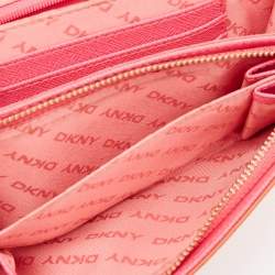 Dkny Orang/Pink Leather French Flap Wallet