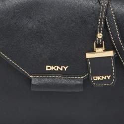DKNY Black Leather Envelope Flap Shoulder Bag