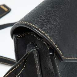 DKNY Black Leather Envelope Flap Shoulder Bag