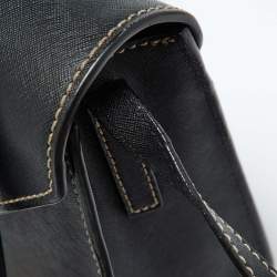 DKNY Black Leather Envelope Flap Shoulder Bag