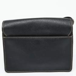 DKNY Black Leather Envelope Flap Shoulder Bag
