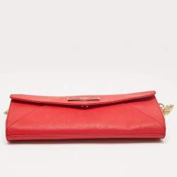 DKNY Red Leather Logo Flap Shoulder Bag