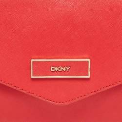 DKNY Red Leather Logo Flap Shoulder Bag