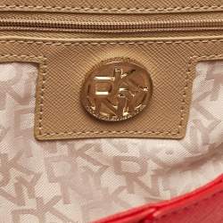 DKNY Red Leather Logo Flap Shoulder Bag