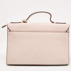 Pre Owned DKNY Pink Leather Logo Flap Top Handle Bag