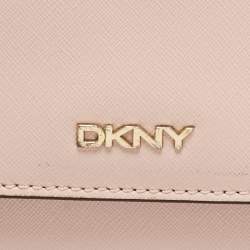 Pre Owned DKNY Pink Leather Logo Flap Top Handle Bag