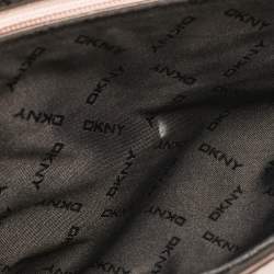Pre Owned DKNY Pink Leather Logo Flap Top Handle Bag