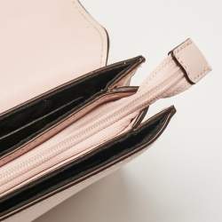 Pre Owned DKNY Pink Leather Logo Flap Top Handle Bag