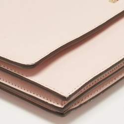 Pre Owned DKNY Pink Leather Logo Flap Top Handle Bag