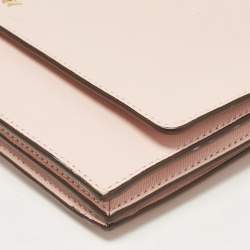 Pre Owned DKNY Pink Leather Logo Flap Top Handle Bag