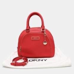 DKNY Red Leather Front Dome Satchel