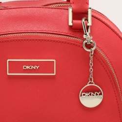 DKNY Red Leather Front Dome Satchel