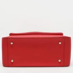 DKNY Red Leather Front Dome Satchel