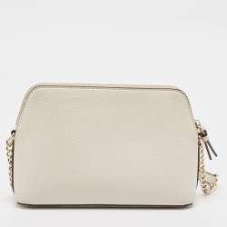 Dkny White Leather Bryant Park Dome Crossbody Bag