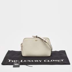 Dkny White Leather Bryant Park Dome Crossbody Bag