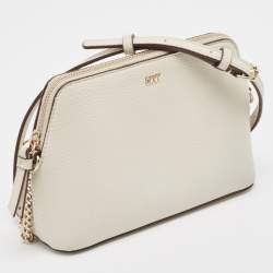 Dkny White Leather Bryant Park Dome Crossbody Bag