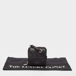 DKNY Black/Grey Signature Coated Canvas Mini Zip Around Olive Crossbody Bag