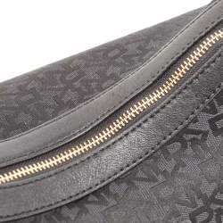 Pre Owned Dkny Black Monogram Canvas and Leather Zip Hobo