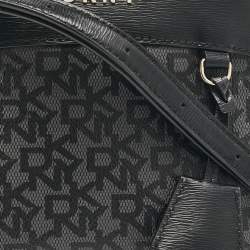 Dkny Black Monogram Coated Canvas and Leather Dome Crossbody Bag