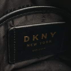 Dkny Black Monogram Coated Canvas and Leather Dome Crossbody Bag