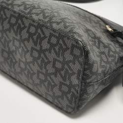 Dkny Black Monogram Coated Canvas and Leather Dome Crossbody Bag