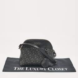 Dkny Black Monogram Coated Canvas and Leather Dome Crossbody Bag