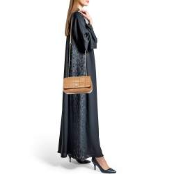 DKNY Beige Quilted Leather Flap Shoulder Bag