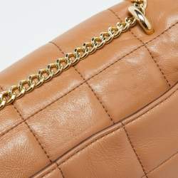 DKNY Beige Quilted Leather Flap Shoulder Bag
