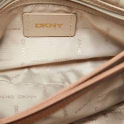 DKNY Beige Quilted Leather Flap Shoulder Bag