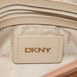 DKNY Beige Quilted Leather Flap Shoulder Bag