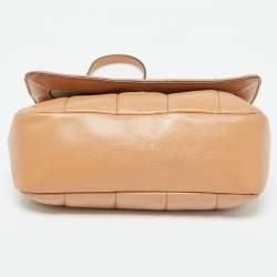 DKNY Beige Quilted Leather Flap Shoulder Bag