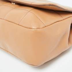 DKNY Beige Quilted Leather Flap Shoulder Bag