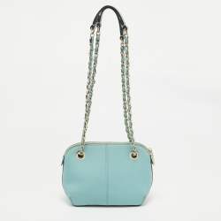 Dkny Blue Leather Chain Crossbody Bag